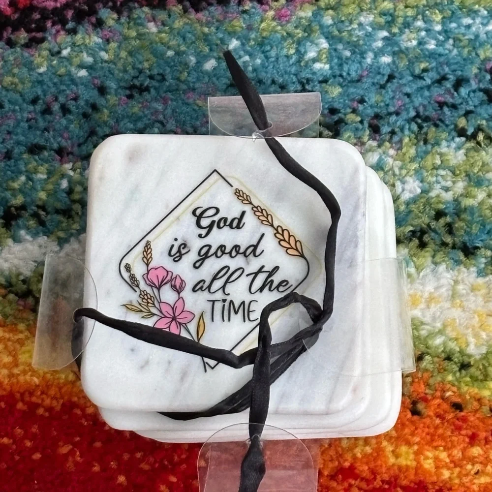 Christian Marble Coasters with Inspirational Quotes